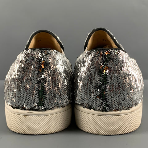 CHRISTIAN LOUBOUTIN Zapatillas sin cordones con lentejuelas plateadas talla 9