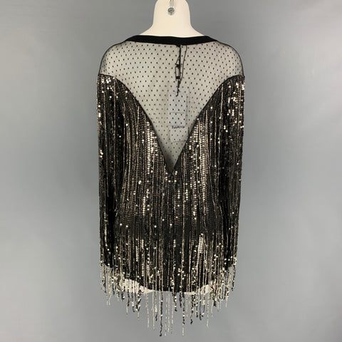 FAITH CONNEXION Size XS Black Gold Viscose Sequined Crew-Neck Dress Top