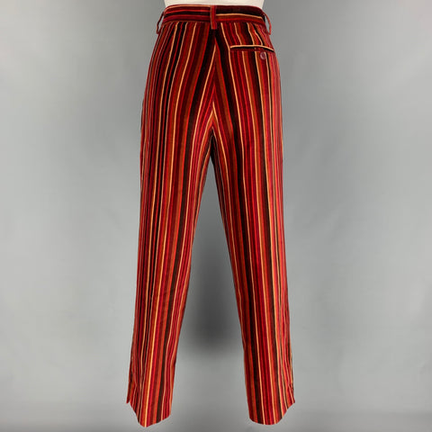 AGNÈS B. Pantalón de vestir con bragueta y cremallera a rayas de algodón multicolor talla 8