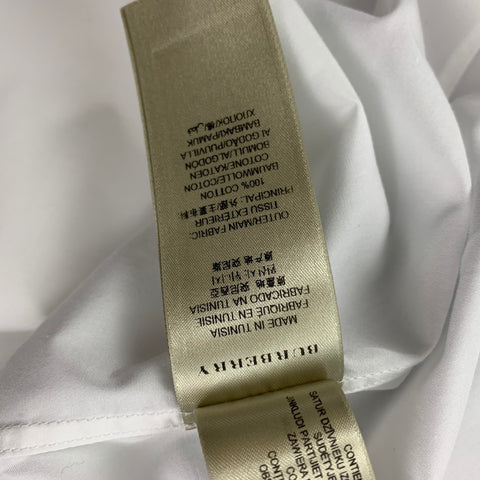 BURBERRY Size L White Cotton Tuxedo Long Sleeve Shirt