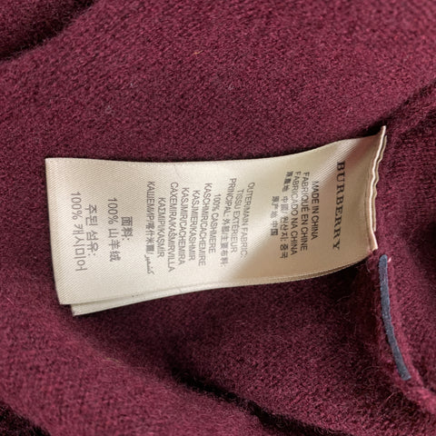 BURBERRY BRIT Taille S Pull à col rond en cachemire tricoté bordeaux