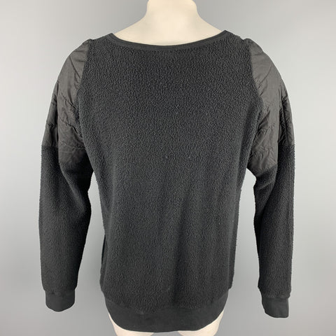 OAK XL Black Textured Cotton Blend Long Boat Neck Pullover