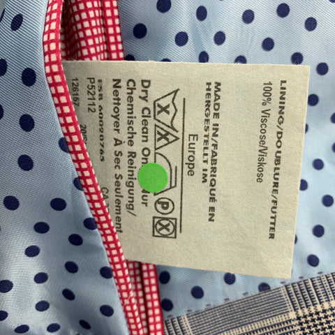 SAND Size 36 Blue Black White Glenplaid Viscose Notch Lapel Sport Coat