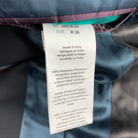 PAUL SMITH Soho Fit Size 36 Burgundy & Black Print Velvet Peak Lapel Sport Coat