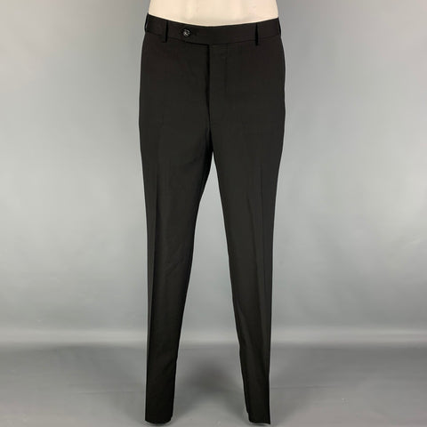 SAKS FIFTH AVENUE by Samuelsohn Size 44 Regular Black Wool Notch Lapel Suit