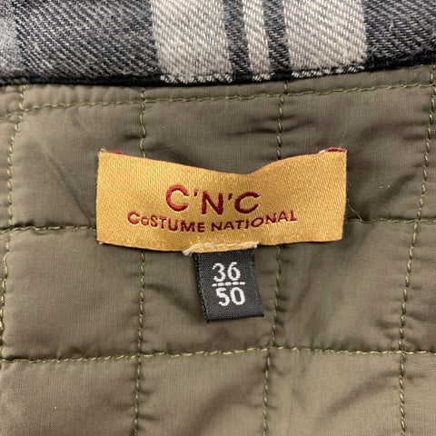 C'N'C by CoSTUME NATIONAL Size 40 Black & White Plaid Polyester / Cotton Shirt Jacket