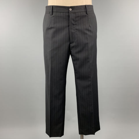 DOLCE & GABBANA 42 Regular Black Wool Peak Lapel 34 x 28 Suit