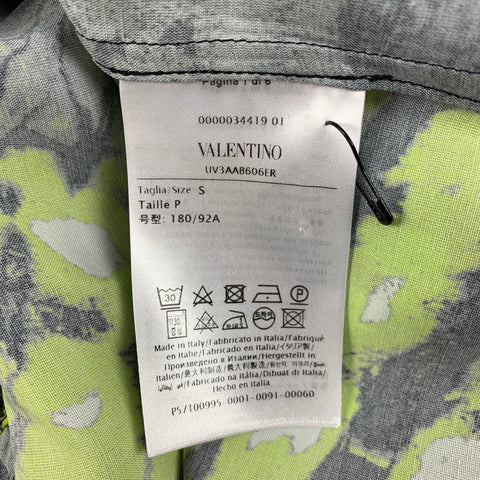 VALENTINO Taille S Noir Vert Tie Dye Viscose Chemise à manches courtes surdimensionnée