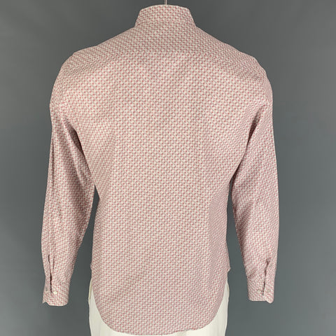 LOUIS VUITTON Size L White Red Grey Print Cotton Button Up Long Sleeve Shirt