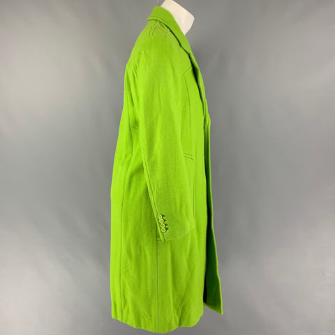 CHRISTIAN DADA Size 40 Green Wool Hooded Tailored Melton Coat
