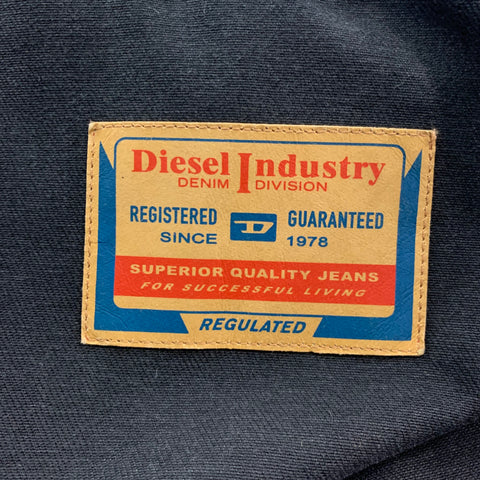 DIESEL Size XL Charcoal Coated Canvas Zip Snaps Coat