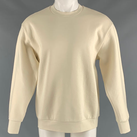 THEORY Size M Beige Cotton Polyester Crew-Neck Sweatshirt