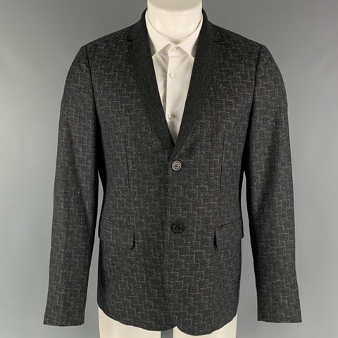 EMPORIO ARMANI Size 38 Charcoal Grey Wool Notch Lapel Sport Coat
