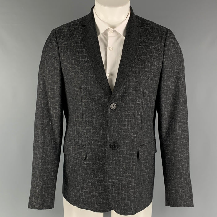 EMPORIO ARMANI Size 38 Charcoal Grey Wool Notch Lapel Sport Coat