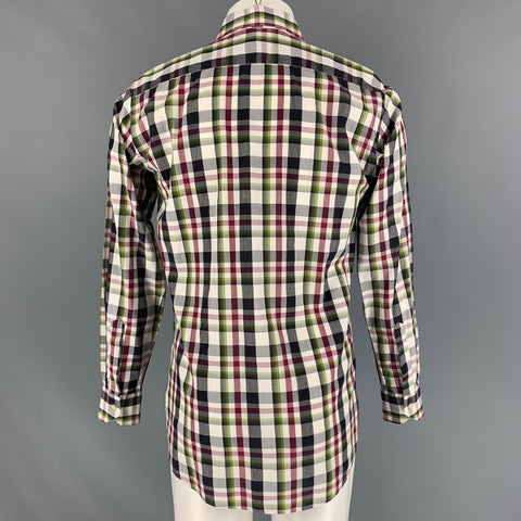 ETRO Taille S Chemise à manches longues boutonnée en coton à carreaux multicolore