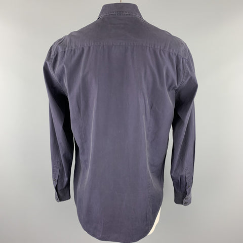 DOLCE & GABBANA Size XL Navy Cotton Button Up Long Sleeve Shirt