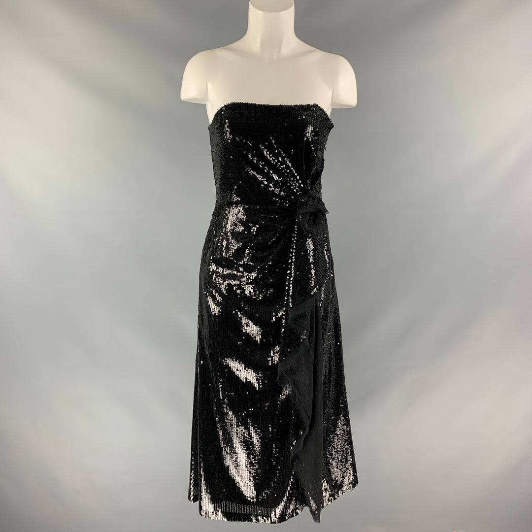 PRABAL GURUNG Size 2 Sequined Black Polyester  Dress