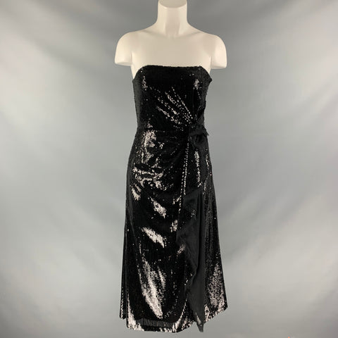 PRABAL GURUNG Size 2 Sequined Black Polyester  Dress