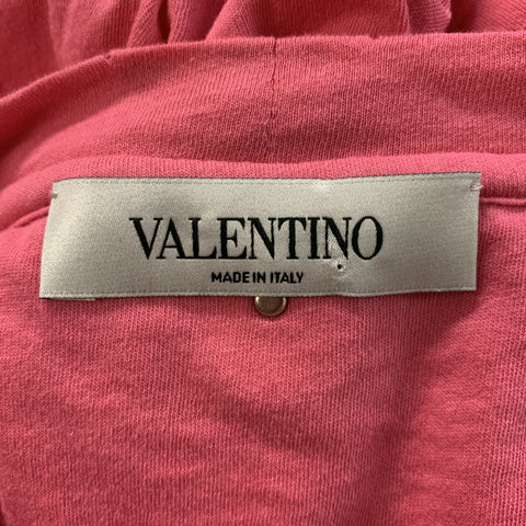 VALENTINO Size M Pink Distressed Cotton Crew-Neck T-shirt