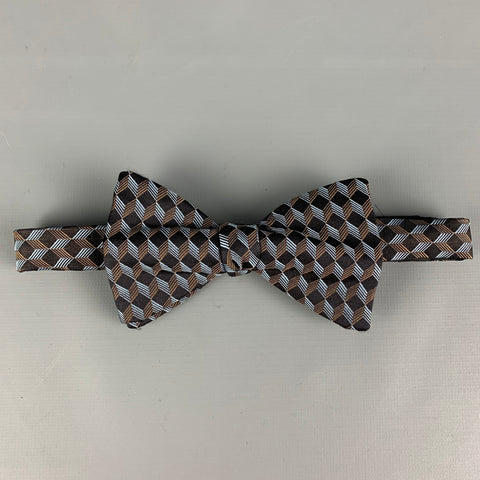BARNEY'S NEW YORK Blue Black Geometric Silk Bow Tie