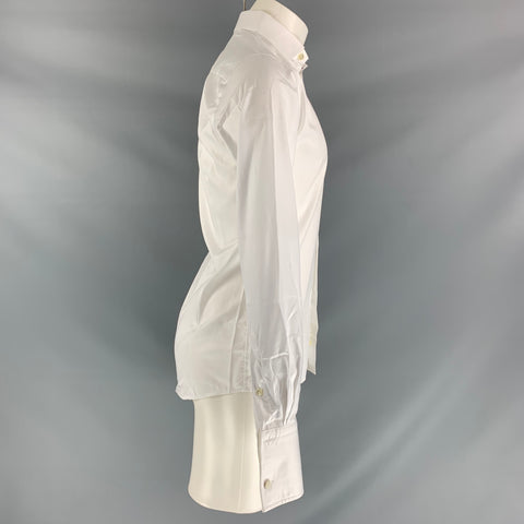 ETON Taille S Chemise à manches longues en coton uni blanc à manchette française