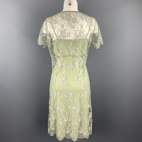 COLLETTE DINNIGAN Size L Green Lace Nylon / Spandex Cocktail Dress