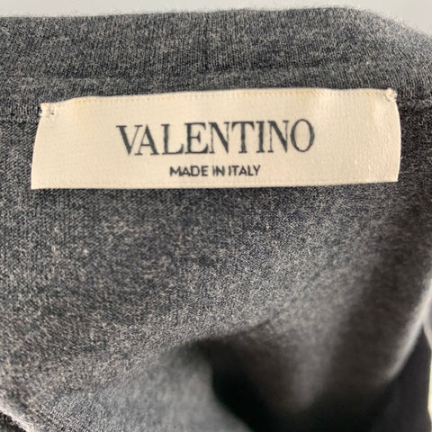 VALENTINO Size M Grey Multi-Color Color Block Cotton Crew-Neck T-shirt