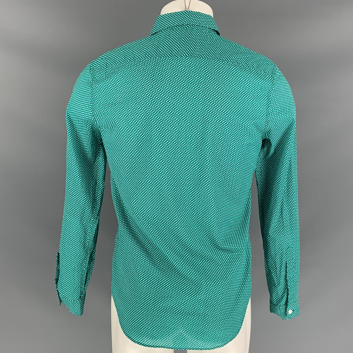 BURBERRY PRORSUM Spring 2014 Size S Green & White Polka Dot Button Down Long Sleeve Shirt
