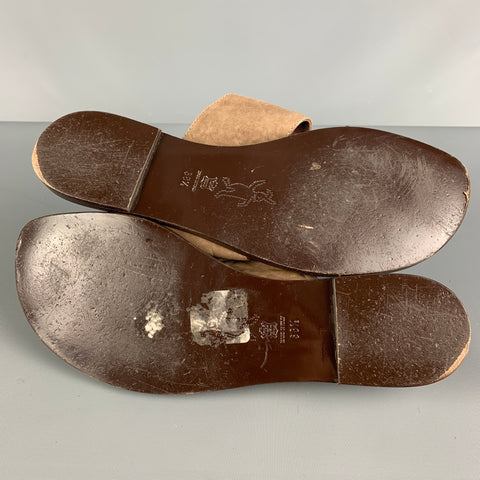 MARNI Size 8.5 Brown & Taupe Leather Flat Sandals