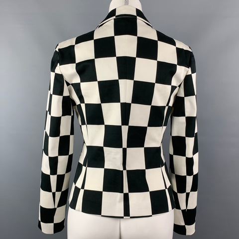 LOVE MOSCHINO Size 6 Black & White Checkered Cotton Jacket