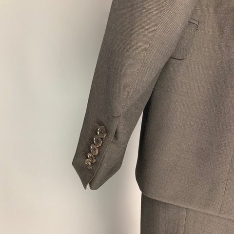 GUCCI Size 42 Brown Nailhead Wool Notch Lapel Suit
