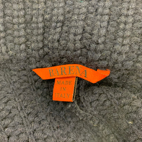 BARENA Taille L Veste en laine tricotée bleu marine avec poche plaquée