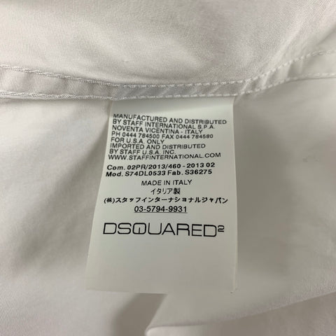 DSQUARED2 Size L White Cotton Button Down Long Sleeve Shirt