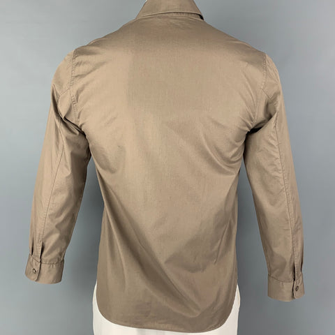 AGNÈS B. Size M Brown Cotton Pointed Collar Long Sleeve Shirt