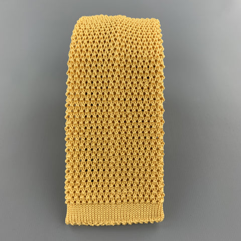 BUDD Knitted Mustard Gold Silk Textured Knit Tie