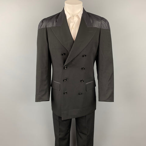JEAN PAUL GAULTIER CLASSIQUE Talla 38 Traje cruzado de lana negro con solapa de pico