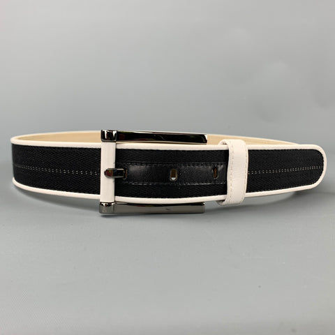 ESCADA Taille 36 Ceinture en cuir à ruban à rayures noires et blanches