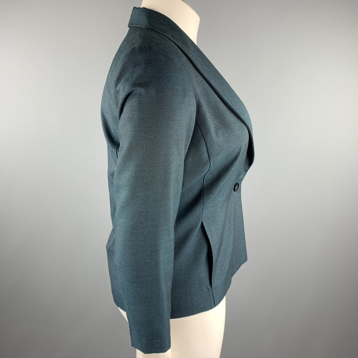 Vintage LANVIN Size 12 Emerald Wool Shawl Collar Blazer