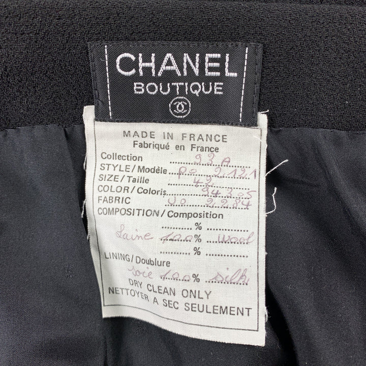 CHANEL Size 10 Black Crepe Wool Pencil Skirt