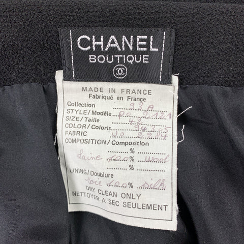 CHANEL Size 10 Black Crepe Wool Pencil Skirt