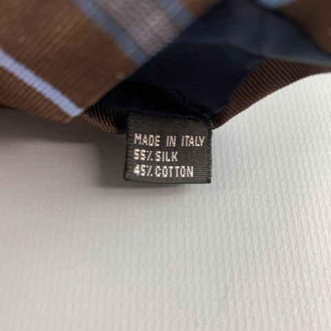 MICKY Brown Blue Diagonal Stripe Silk / Cotton Twill Tie