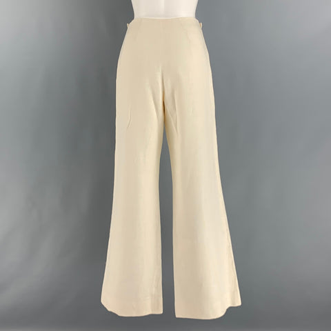 EMANUEL UNGARO Size 6 Cream Linen Nautical Dress Pants