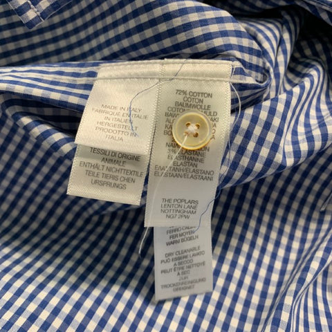 PAUL SMITH Size M Blue White Gingham Cotton Elastane Long Sleeve Shirt