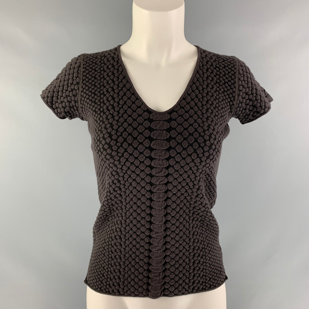ARMANI COLLEZIONI Size 6 Brown &  Black Nylon Blend Dots Pullover