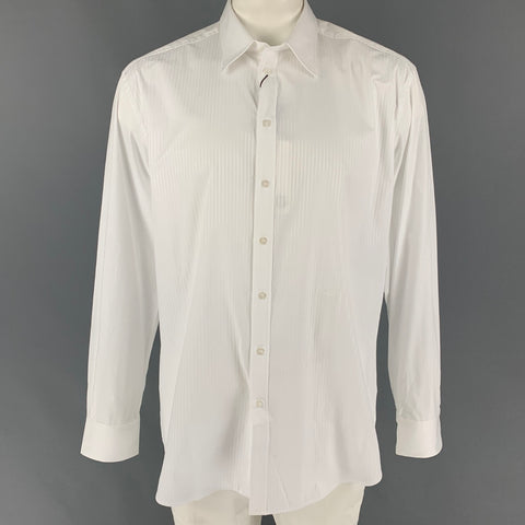 D&G by DOLCE & GABBANA Size XXL White Stripe Cotton Button Up Long Sleeve Shirt