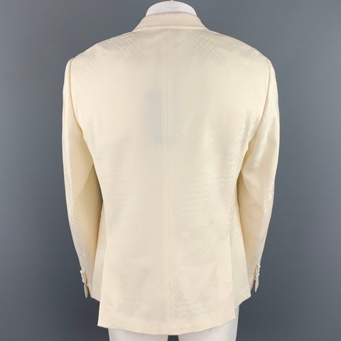 NEIL BARRETT Size 44 Cream Jacquard Wool Peak Lapel Sport Coat