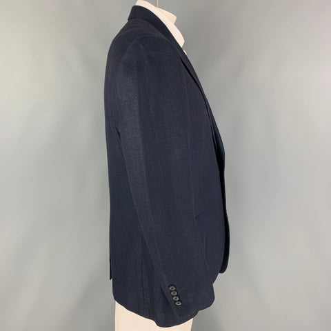 BROOKS BROTHERS Size 48 Long Navy Silk Blend Single Breasted Sport Coat