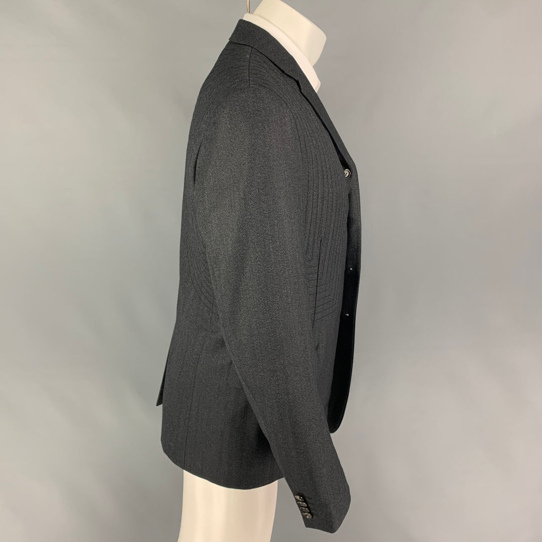 ALEXANDER MCQUEEN FW 09 Size 40 Charcoal Quilted Wool Notch Lapel Sport Coat
