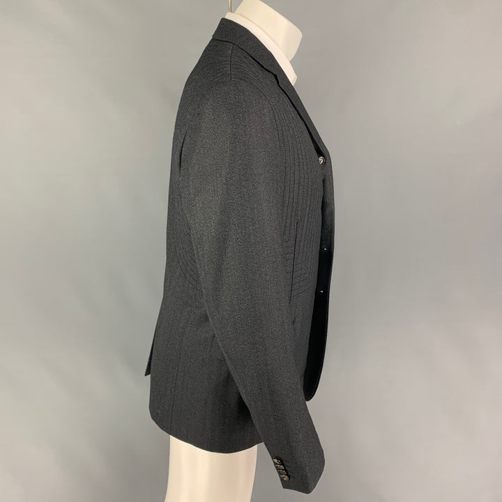 ALEXANDER MCQUEEN FW 09 Size 40 Charcoal Quilted Wool Notch Lapel Sport Coat