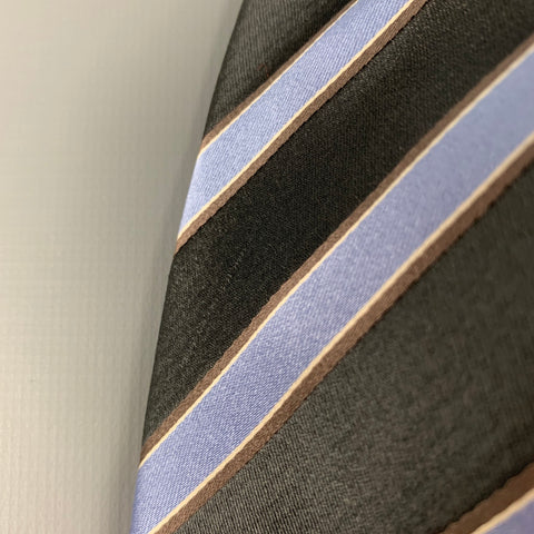 MICKY Grey Blue Diagonal Stripe Silk Tie
